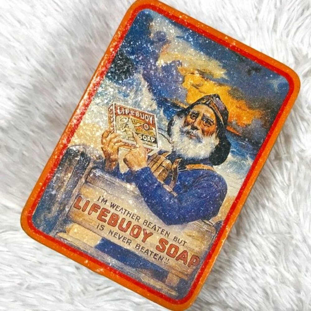 Vintage 'I'm Weather Beaten But LIFEBUOY SOAP is Never Beaten' Tin